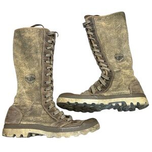 Palladium Distressed High Boots Brown Womens 9